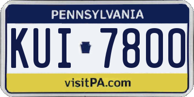 PA license plate KUI7800