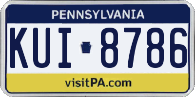 PA license plate KUI8786