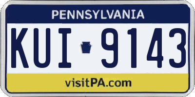 PA license plate KUI9143