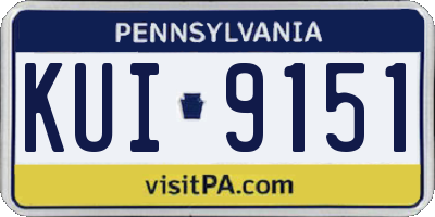 PA license plate KUI9151