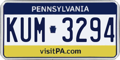 PA license plate KUM3294