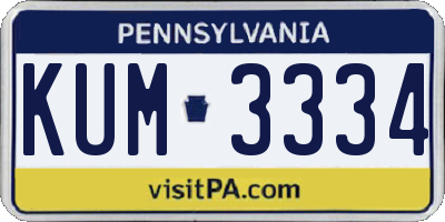 PA license plate KUM3334