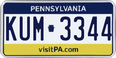 PA license plate KUM3344