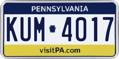 PA license plate KUM4017