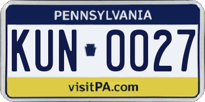 PA license plate KUN0027