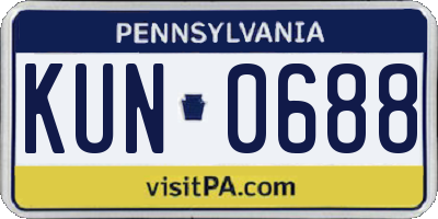 PA license plate KUN0688