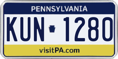 PA license plate KUN1280