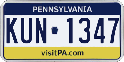PA license plate KUN1347