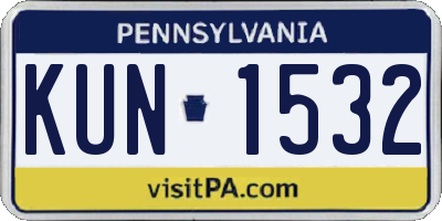 PA license plate KUN1532