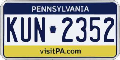 PA license plate KUN2352
