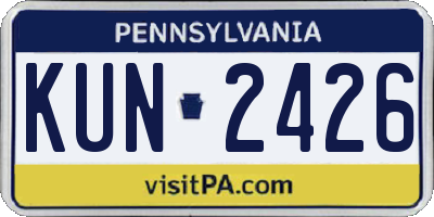 PA license plate KUN2426
