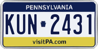 PA license plate KUN2431