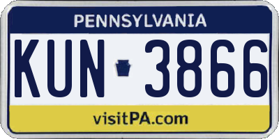 PA license plate KUN3866