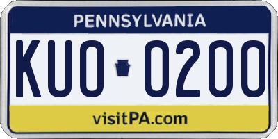 PA license plate KUO0200
