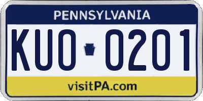 PA license plate KUO0201