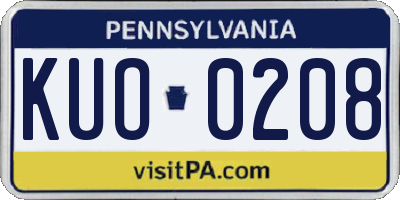 PA license plate KUO0208