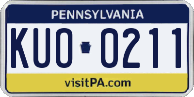 PA license plate KUO0211