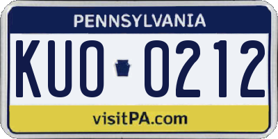 PA license plate KUO0212