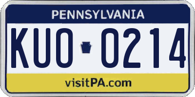 PA license plate KUO0214