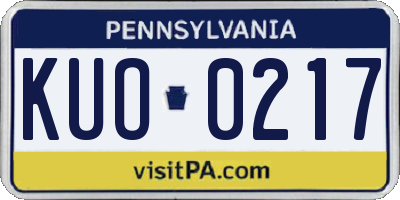 PA license plate KUO0217
