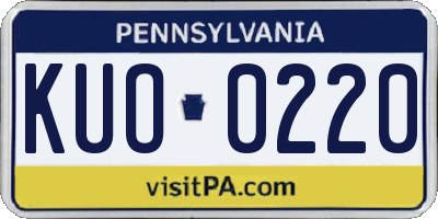 PA license plate KUO0220
