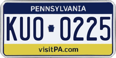 PA license plate KUO0225