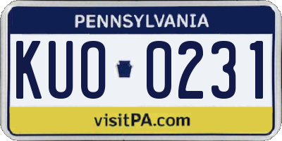 PA license plate KUO0231