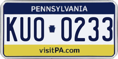 PA license plate KUO0233