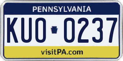 PA license plate KUO0237