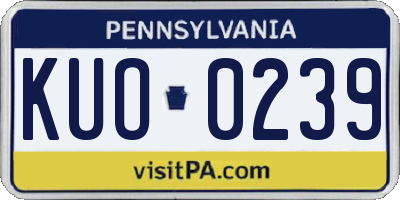 PA license plate KUO0239