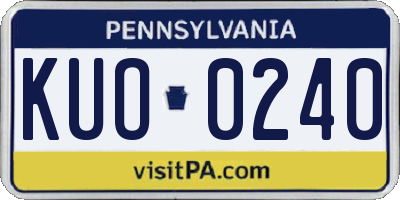 PA license plate KUO0240