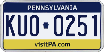 PA license plate KUO0251