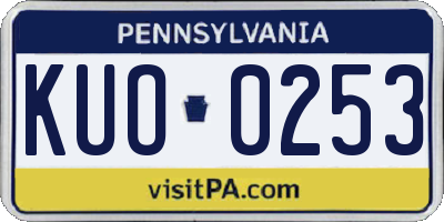 PA license plate KUO0253