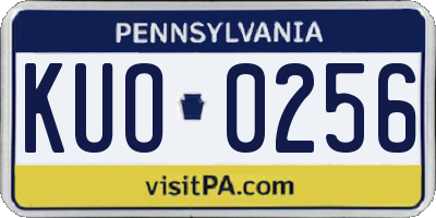 PA license plate KUO0256