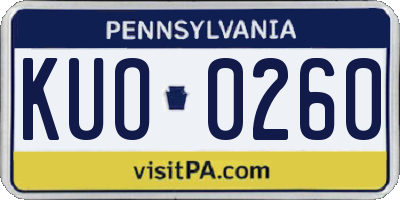 PA license plate KUO0260
