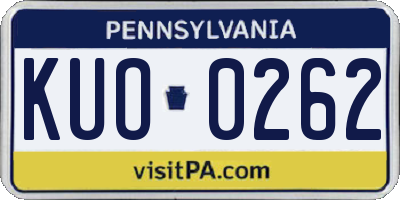PA license plate KUO0262
