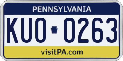 PA license plate KUO0263
