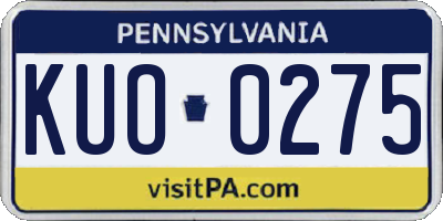 PA license plate KUO0275