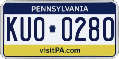 PA license plate KUO0280