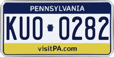 PA license plate KUO0282