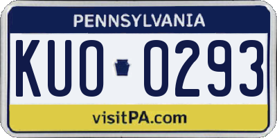 PA license plate KUO0293