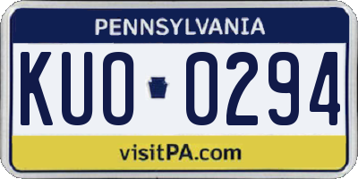 PA license plate KUO0294