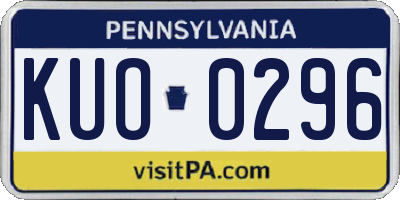 PA license plate KUO0296