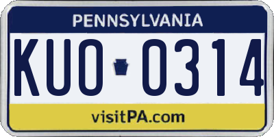 PA license plate KUO0314