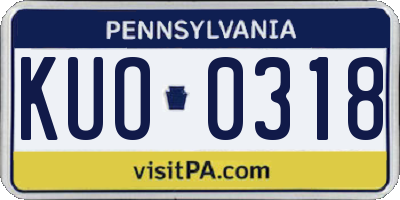 PA license plate KUO0318