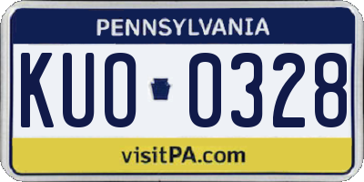 PA license plate KUO0328