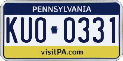 PA license plate KUO0331