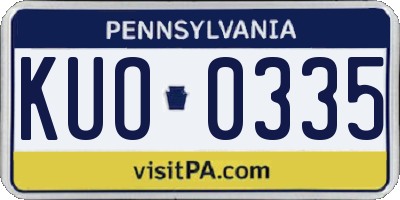 PA license plate KUO0335
