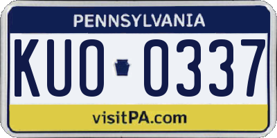 PA license plate KUO0337