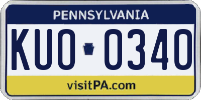 PA license plate KUO0340